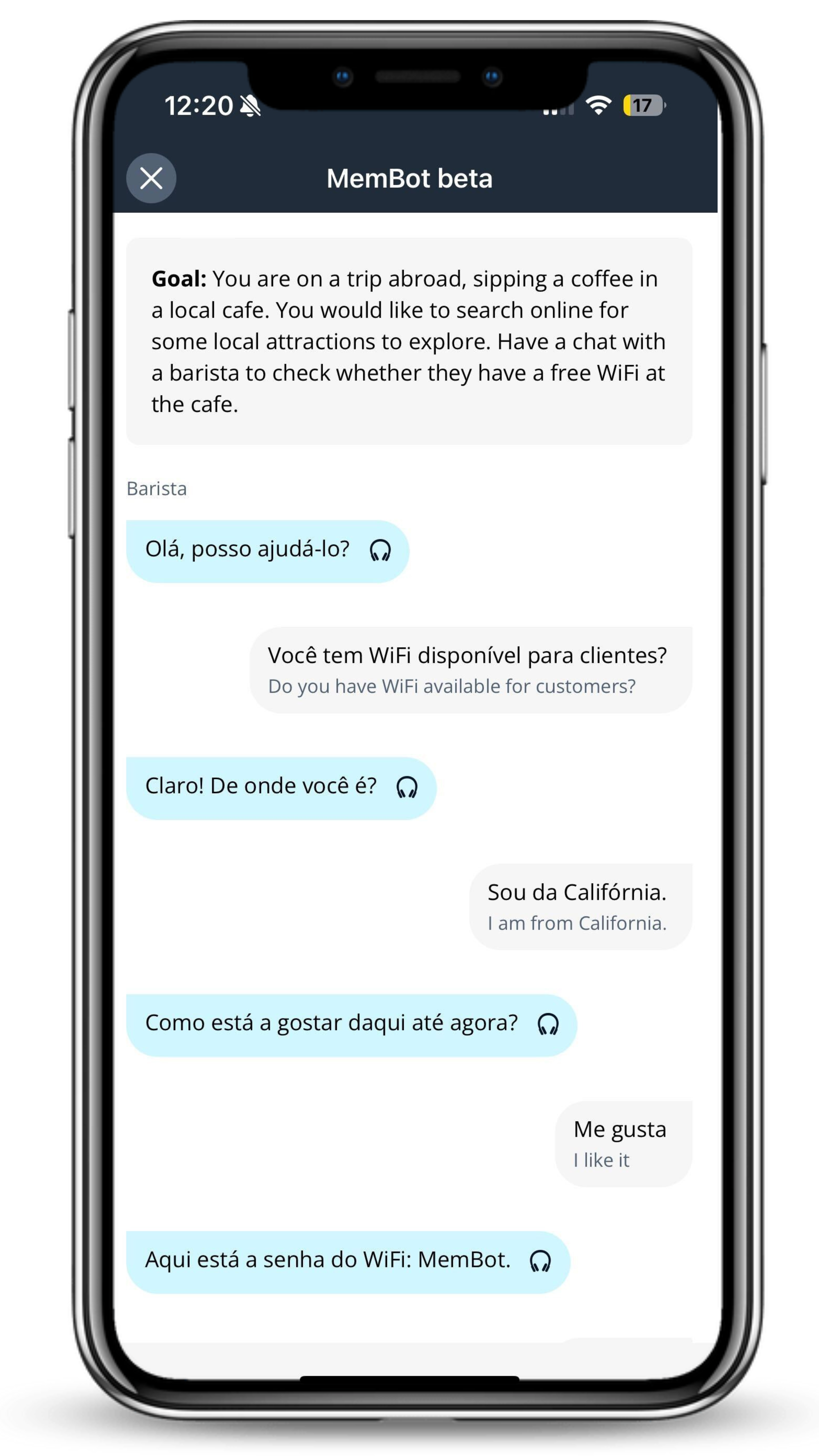 4. When you’re ready, try out conversations with MemBot 